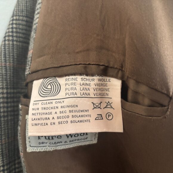 VTG Aquascutum England Showerproof Wool Glencheck Balmacaan Overcoat 40-42/Large - Picture 9 of 16